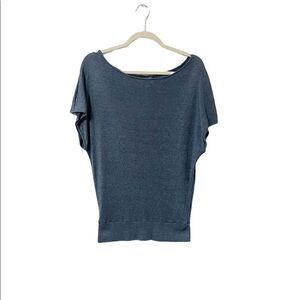 Michael Stars Blue Metallic Short Sleeve Tunic Top OSFM